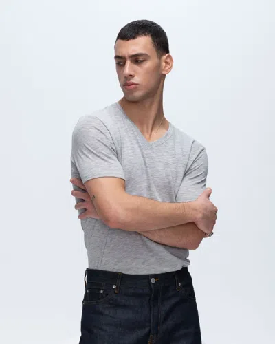 Atm Anthony Thomas Melillo Men's Slub Jersey V-neck T-shirt In Gray