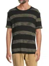Atm Anthony Thomas Melillo 2x1 Rib With Sunbleached Stripe Short Sleeve Crew Neck Tee In Black