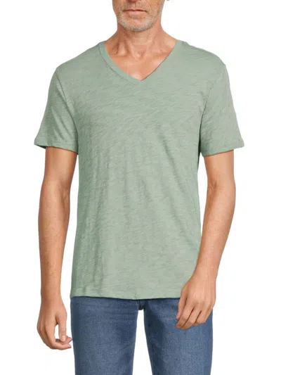 Atm Anthony Thomas Melillo Men's Textured V Neck Cotton T Shirt In Surf Green