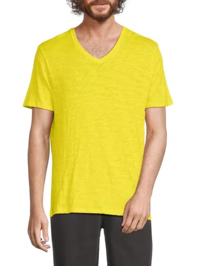 Atm Anthony Thomas Melillo Men's Textured V Neck Cotton Tshirt In Lemonade