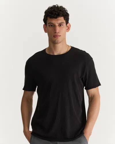 Atm Anthony Thomas Melillo Slub Jersey Crew Neck Tee In Black