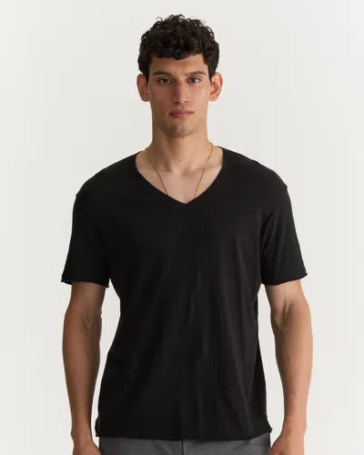 Atm Anthony Thomas Melillo Men's Vintage Jersey Cut Off V-neck T-shirt Cotton In Black