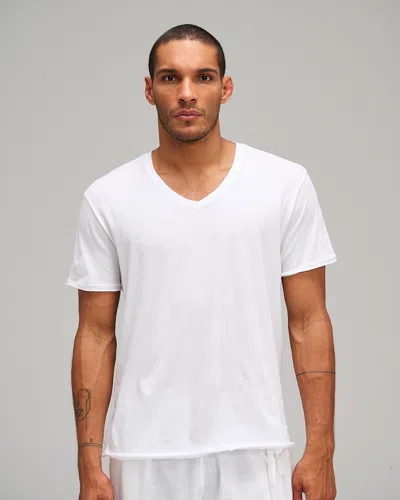 Atm Anthony Thomas Melillo Men's Vintage Jersey Cut Off V-neck T-shirt Cotton In White
