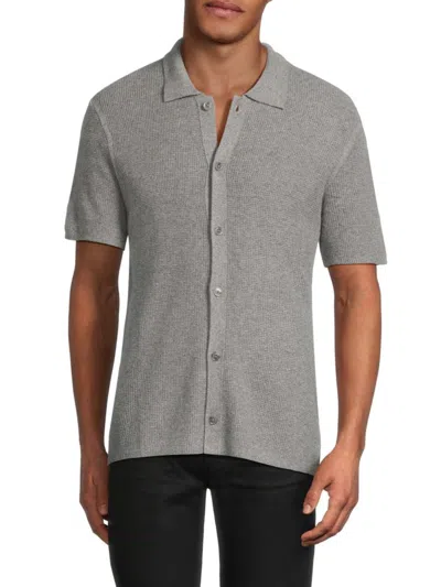Atm Anthony Thomas Melillo Men's Waffle-knit Short-sleeve Shirt In Heather Grey