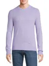 Atm Anthony Thomas Melillo Wool Cashmere Seamed Crew Neck Sweater In Purple