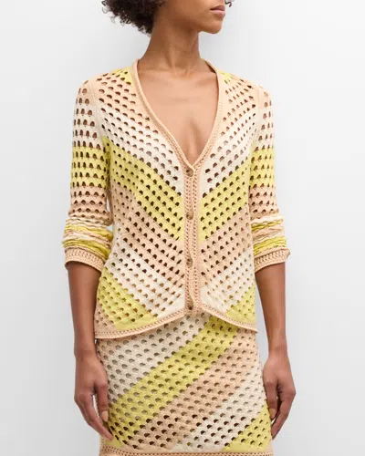 Atm Anthony Thomas Melillo Mercerized Cotton Cord Cardigan In Lemon Chiffon Combo