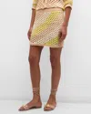 Atm Anthony Thomas Melillo Women's Cotton Striped Crochet Miniskirt In Lemon Chiffon Combo