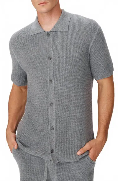 ATM ANTHONY THOMAS MELILLO MERINO COTTON CASHMERE BLEND WAFFLE SHIRT IN HEATHER GREY