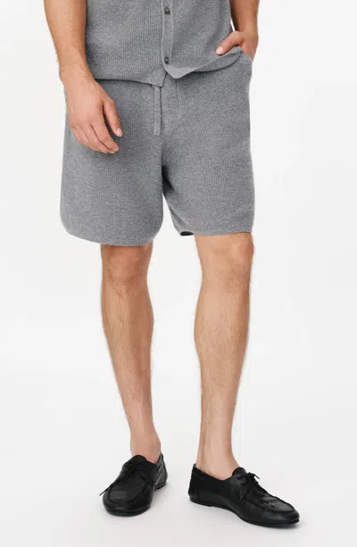 ATM ANTHONY THOMAS MELILLO MERINO COTTON CASHMERE BLEND WAFFLE SHORT IN HEATHER GREY