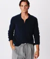 Atm Anthony Thomas Melillo Merino Wool Cotton Cashmere Blend Cardigan Jacket In Midnight