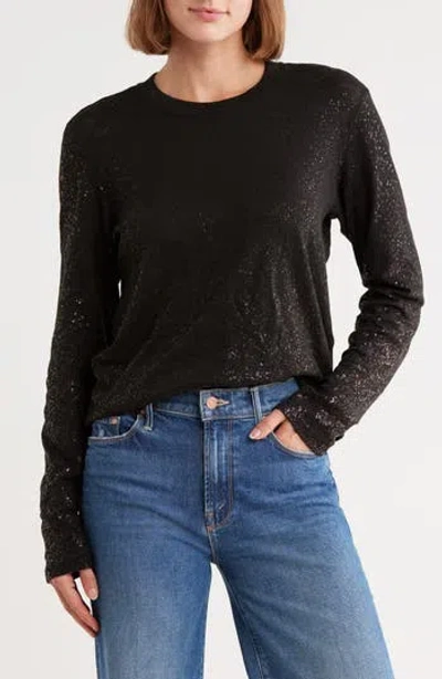 Atm Anthony Thomas Melillo Metallic Cotton Slub Jersey Top In Black