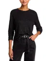 Atm Anthony Thomas Melillo Metallic Long Sleeve Tee In Black/black