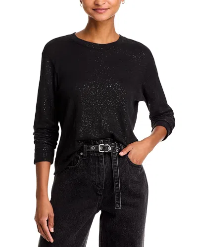 Atm Anthony Thomas Melillo Metallic Long Sleeve Tee In Black/black