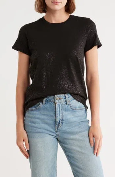 Atm Anthony Thomas Melillo Metallic Slub Cotton Jersey T-shirt In Black/black
