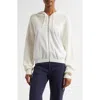 Atm Anthony Thomas Melillo Cotton Cashmere Mixed Media Zip-up Hoodie Sweater In Chalk