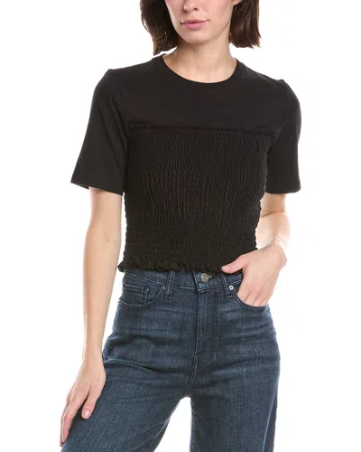 Atm Anthony Thomas Melillo Mixed Media Cropped T-shirt In Black