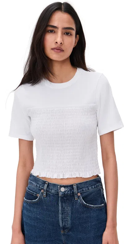 Atm Anthony Thomas Melillo Mixed Media Smocked Top White