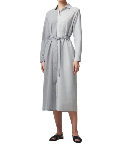 ATM ANTHONY THOMAS MELILLO MIXED STRIPE BELTED SHIRTDRESS IN CHALK/ INK