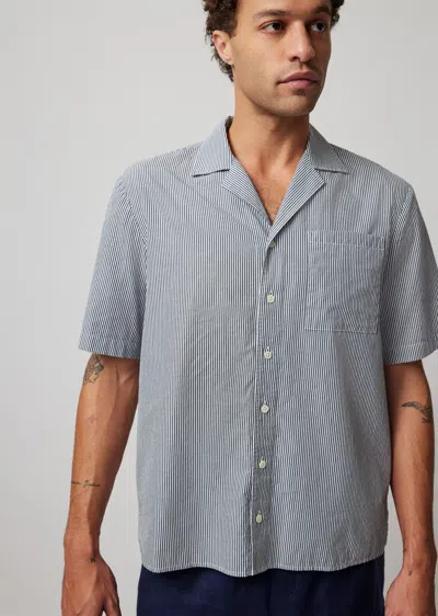 Atm Anthony Thomas Melillo Mixed Stripe Shirting Short Sleeve Shirt In Chalk-ink