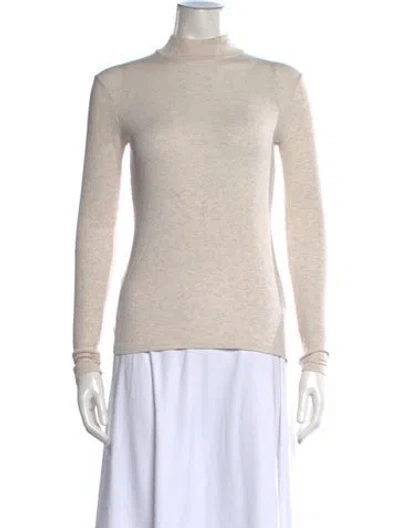 Pre-owned Atm Anthony Thomas Melillo Mock Neck Long Sleeve Top In Neutrals