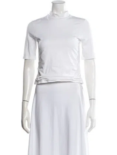 Pre-owned Atm Anthony Thomas Melillo Mock Neck Short Sleeve T-shirt In Neutral