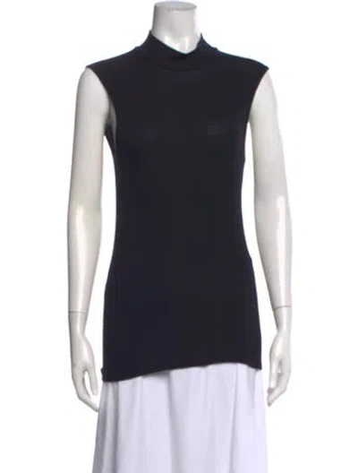 Pre-owned Atm Anthony Thomas Melillo Mock Neck Sleeveless Top In Black