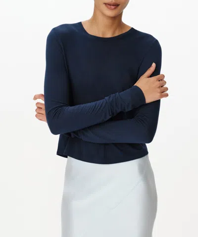 Atm Anthony Thomas Melillo Modal Jersey Cropped Crew Neck Top In Midnight