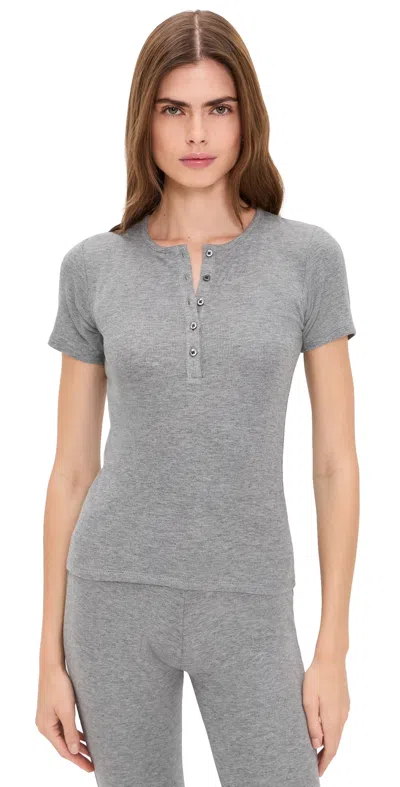 Atm Anthony Thomas Melillo Modal Rib Henley Top Medium Heather Grey In Gray