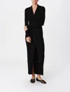 Atm Anthony Thomas Melillo Modal Rib Long Sleeve Maxi Shirt Dress In Black