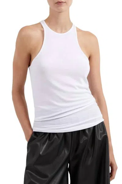 Atm Anthony Thomas Melillo Modal Rib Reverse Racer Tank Top In White