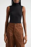 Atm Anthony Thomas Melillo Rib Sleeveless Turtleneck Top In Black