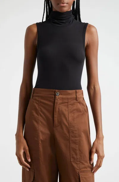 ATM ANTHONY THOMAS MELILLO MODAL RIB SLEEVELESS TURTLENECK TANK TOP IN BLACK