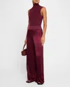 Atm Anthony Thomas Melillo Rib Sleeveless Turtleneck Top In Merlot