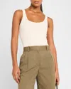 Atm Anthony Thomas Melillo Modal Rib Square-neck Bodysuit In Irish Cream