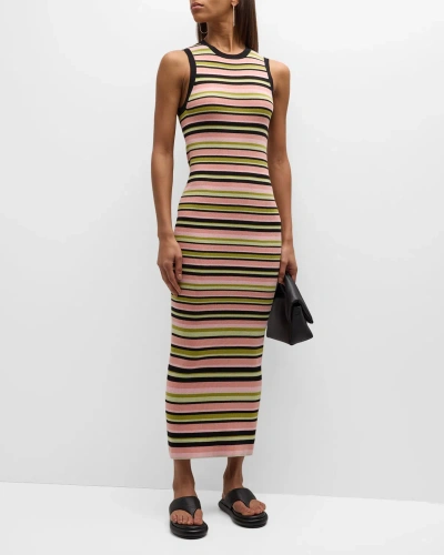 ATM ANTHONY THOMAS MELILLO MULTI-YARN STRIPE SLEEVELESS MIDI DRESS