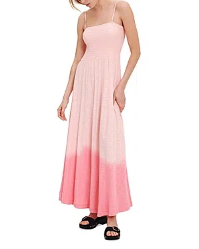 Atm Anthony Thomas Melillo Tonal Drop Slub Jersey Smocked Maxi Dress In Cherry Blossom Combo