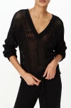 Atm Anthony Thomas Melillo Sequined Wool-blend Net Stitch Sweater In Black