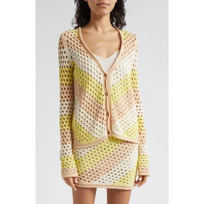 Atm Anthony Thomas Melillo Mercerized Cotton Cord Cardigan In Lemon Chiffon Combo