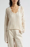 ATM ANTHONY THOMAS MELILLO ATM ANTHONY THOMAS MELILLO OPEN STITCH LINEN AND COTTON SWEATER