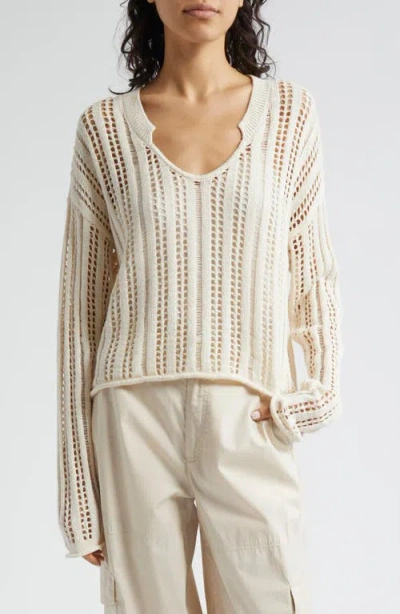 Atm Anthony Thomas Melillo Crochet Sweater In Beige