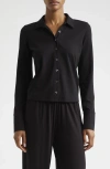 Atm Anthony Thomas Melillo Pima Cotton Blend Matte Jersey Button-up Shirt In Black