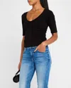 Atm Anthony Thomas Melillo Ruched Stretch Pima Cotton Top In Black