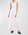 Atm Anthony Thomas Melillo Pima Cotton Mixed Media Sleeveless Maxi Dress In White