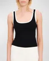 ATM ANTHONY THOMAS MELILLO PIMA COTTON SQUARE-NECK RINGER TANK TOP