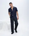 Atm Anthony Thomas Melillo Pique Button Front Shirt With Tipping In Navy-white