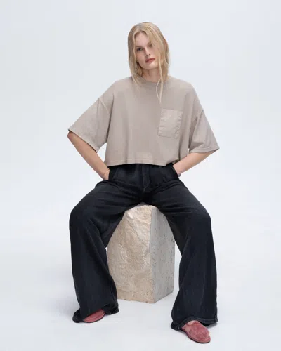 Atm Anthony Thomas Melillo Pique Mixed Media Short Sleeve Boxy Pocket Tee In Sandy Beige