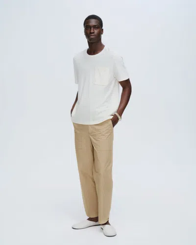 Atm Anthony Thomas Melillo Pique Short Sleeve Crew Neck Pocket Tee With Tipping In White