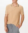 Atm Anthony Thomas Melillo Pique With Chroma Wash Short Sleeve Polo In Desert Tan