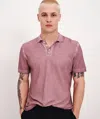 Atm Anthony Thomas Melillo Pique With Chroma Wash Short Sleeve Polo In Wisty Mauve