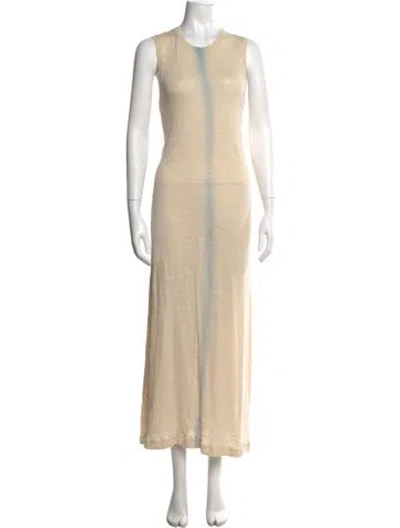 Pre-owned Atm Anthony Thomas Melillo Printed Long Dress In Neutrals